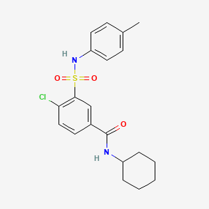 molecular formula C20H23ClN2O3S B5139841 4-chloro-N-cyclohexyl-3-{[(4-methylphenyl)amino]sulfonyl}benzamide 