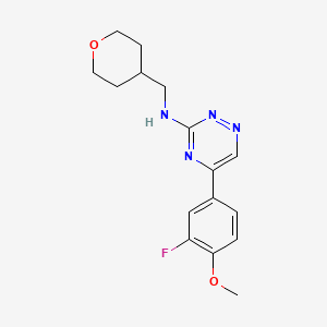 molecular formula C16H19FN4O2 B5139856 5-(3-fluoro-4-methoxyphenyl)-N-(tetrahydro-2H-pyran-4-ylmethyl)-1,2,4-triazin-3-amine 