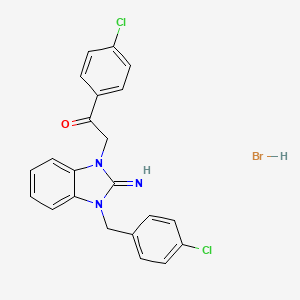 molecular formula C22H18BrCl2N3O B5139908 2-[3-(4-chlorobenzyl)-2-imino-2,3-dihydro-1H-benzimidazol-1-yl]-1-(4-chlorophenyl)ethanone hydrobromide 