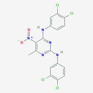 molecular formula C17H11Cl4N5O2 B5139943 N,N'-bis(3,4-dichlorophenyl)-6-methyl-5-nitro-2,4-pyrimidinediamine 
