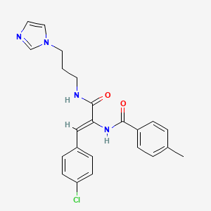 molecular formula C23H23ClN4O2 B5139984 N-[2-(4-chlorophenyl)-1-({[3-(1H-imidazol-1-yl)propyl]amino}carbonyl)vinyl]-4-methylbenzamide 