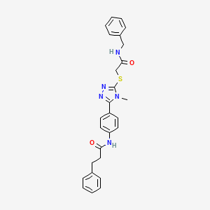 molecular formula C27H27N5O2S B5140065 N-[4-(5-{[2-(benzylamino)-2-oxoethyl]thio}-4-methyl-4H-1,2,4-triazol-3-yl)phenyl]-3-phenylpropanamide 