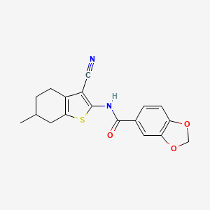 molecular formula C18H16N2O3S B5140116 N-(3-cyano-6-methyl-4,5,6,7-tetrahydro-1-benzothien-2-yl)-1,3-benzodioxole-5-carboxamide 