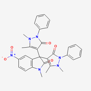 molecular formula C31H28N6O5 B5140138 3,3-bis(1,5-dimethyl-3-oxo-2-phenyl-2,3-dihydro-1H-pyrazol-4-yl)-1-methyl-5-nitro-1,3-dihydro-2H-indol-2-one 