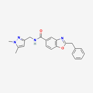molecular formula C21H20N4O2 B5140162 2-benzyl-N-[(1,5-dimethyl-1H-pyrazol-3-yl)methyl]-1,3-benzoxazole-5-carboxamide 