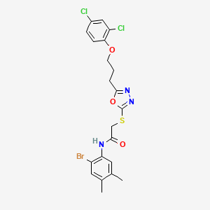 molecular formula C21H20BrCl2N3O3S B5140242 N-(2-bromo-4,5-dimethylphenyl)-2-({5-[3-(2,4-dichlorophenoxy)propyl]-1,3,4-oxadiazol-2-yl}thio)acetamide 