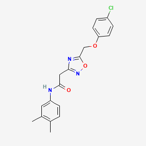 molecular formula C19H18ClN3O3 B5140245 2-{5-[(4-chlorophenoxy)methyl]-1,2,4-oxadiazol-3-yl}-N-(3,4-dimethylphenyl)acetamide 