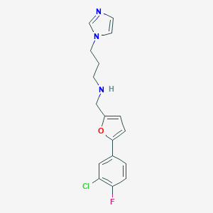 molecular formula C17H17ClFN3O B514028 N-{[5-(3-chloro-4-fluorophenyl)-2-furyl]methyl}-N-[3-(1H-imidazol-1-yl)propyl]amine CAS No. 940358-96-3