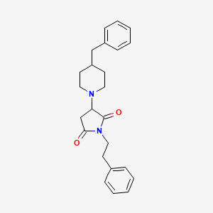 molecular formula C24H28N2O2 B5140296 3-(4-benzyl-1-piperidinyl)-1-(2-phenylethyl)-2,5-pyrrolidinedione 