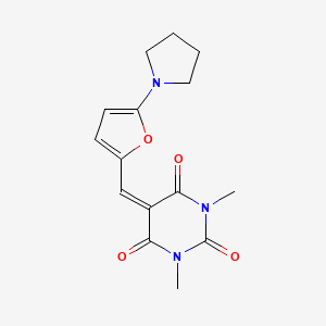 molecular formula C15H17N3O4 B5140351 1,3-dimethyl-5-{[5-(1-pyrrolidinyl)-2-furyl]methylene}-2,4,6(1H,3H,5H)-pyrimidinetrione 