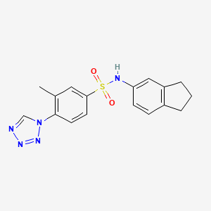N-(2,3-dihydro-1H-inden-5-yl)-3-methyl-4-(1H-tetrazol-1-yl)benzenesulfonamide