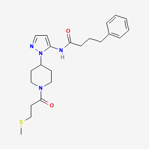 molecular formula C22H30N4O2S B5140361 N-(1-{1-[3-(methylthio)propanoyl]-4-piperidinyl}-1H-pyrazol-5-yl)-4-phenylbutanamide 