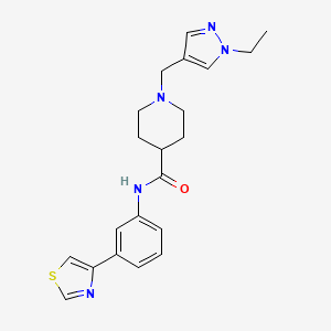 molecular formula C21H25N5OS B5140385 1-[(1-ethyl-1H-pyrazol-4-yl)methyl]-N-[3-(1,3-thiazol-4-yl)phenyl]-4-piperidinecarboxamide 