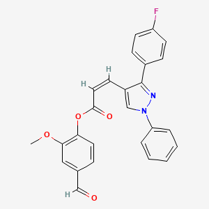 molecular formula C26H19FN2O4 B5140394 4-formyl-2-methoxyphenyl 3-[3-(4-fluorophenyl)-1-phenyl-1H-pyrazol-4-yl]acrylate 