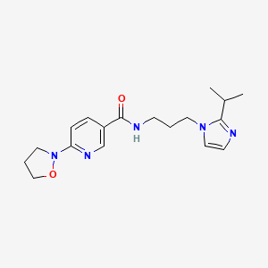 molecular formula C18H25N5O2 B5140395 N-[3-(2-isopropyl-1H-imidazol-1-yl)propyl]-6-(2-isoxazolidinyl)nicotinamide 