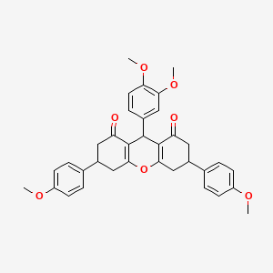 molecular formula C35H34O7 B5140417 9-(3,4-dimethoxyphenyl)-3,6-bis(4-methoxyphenyl)-3,4,5,6,7,9-hexahydro-1H-xanthene-1,8(2H)-dione 