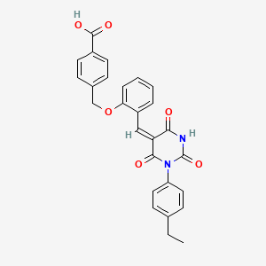 4-[(2-{[1-(4-ethylphenyl)-2,4,6-trioxotetrahydro-5(2H)-pyrimidinylidene]methyl}phenoxy)methyl]benzoic acid