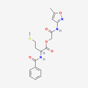 molecular formula C18H21N3O5S B5140506 2-[(5-methyl-3-isoxazolyl)amino]-2-oxoethyl N-benzoylmethioninate 