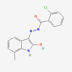 molecular formula C16H12ClN3O2 B5140578 2-chloro-N'-(7-methyl-2-oxo-1,2-dihydro-3H-indol-3-ylidene)benzohydrazide 