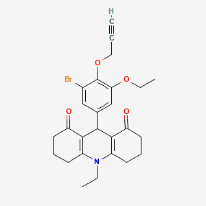 molecular formula C26H28BrNO4 B5140618 9-[3-bromo-5-ethoxy-4-(2-propyn-1-yloxy)phenyl]-10-ethyl-3,4,6,7,9,10-hexahydro-1,8(2H,5H)-acridinedione 