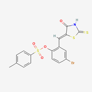 molecular formula C17H12BrNO4S3 B5140625 4-bromo-2-[(4-oxo-2-thioxo-1,3-thiazolidin-5-ylidene)methyl]phenyl 4-methylbenzenesulfonate 
