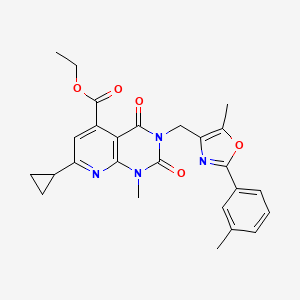 ethyl 7-cyclopropyl-1-methyl-3-{[5-methyl-2-(3-methylphenyl)-1,3-oxazol-4-yl]methyl}-2,4-dioxo-1,2,3,4-tetrahydropyrido[2,3-d]pyrimidine-5-carboxylate