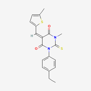 molecular formula C19H18N2O2S2 B5140666 1-(4-ethylphenyl)-3-methyl-5-[(5-methyl-2-thienyl)methylene]-2-thioxodihydro-4,6(1H,5H)-pyrimidinedione 