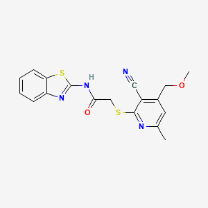 molecular formula C18H16N4O2S2 B5140785 N-1,3-benzothiazol-2-yl-2-{[3-cyano-4-(methoxymethyl)-6-methyl-2-pyridinyl]thio}acetamide 