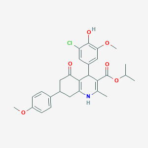 molecular formula C28H30ClNO6 B5140835 isopropyl 4-(3-chloro-4-hydroxy-5-methoxyphenyl)-7-(4-methoxyphenyl)-2-methyl-5-oxo-1,4,5,6,7,8-hexahydro-3-quinolinecarboxylate 