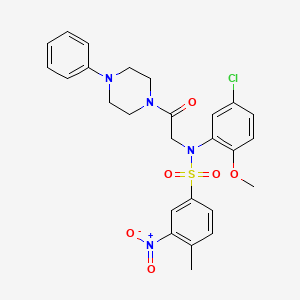 molecular formula C26H27ClN4O6S B5140885 N-(5-chloro-2-methoxyphenyl)-4-methyl-3-nitro-N-[2-oxo-2-(4-phenyl-1-piperazinyl)ethyl]benzenesulfonamide 