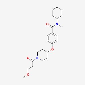 molecular formula C23H34N2O4 B5140915 N-cyclohexyl-4-{[1-(3-methoxypropanoyl)-4-piperidinyl]oxy}-N-methylbenzamide 