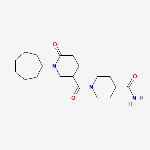 molecular formula C19H31N3O3 B5140923 1-[(1-cycloheptyl-6-oxo-3-piperidinyl)carbonyl]-4-piperidinecarboxamide 