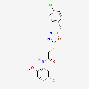 molecular formula C18H15Cl2N3O3S B5140928 2-{[5-(4-chlorobenzyl)-1,3,4-oxadiazol-2-yl]thio}-N-(5-chloro-2-methoxyphenyl)acetamide 