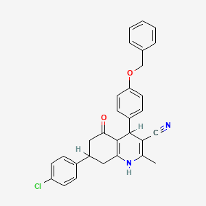 molecular formula C30H25ClN2O2 B5140960 4-[4-(benzyloxy)phenyl]-7-(4-chlorophenyl)-2-methyl-5-oxo-1,4,5,6,7,8-hexahydro-3-quinolinecarbonitrile 