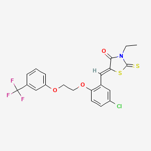 molecular formula C21H17ClF3NO3S2 B5140985 5-(5-chloro-2-{2-[3-(trifluoromethyl)phenoxy]ethoxy}benzylidene)-3-ethyl-2-thioxo-1,3-thiazolidin-4-one 