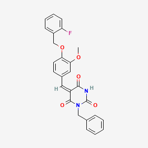 molecular formula C26H21FN2O5 B5141002 1-benzyl-5-{4-[(2-fluorobenzyl)oxy]-3-methoxybenzylidene}-2,4,6(1H,3H,5H)-pyrimidinetrione 