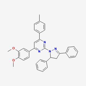 molecular formula C34H30N4O2 B5141013 4-(3,4-dimethoxyphenyl)-2-(3,5-diphenyl-4,5-dihydro-1H-pyrazol-1-yl)-6-(4-methylphenyl)pyrimidine 