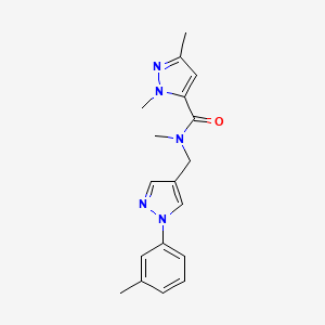 molecular formula C18H21N5O B5141043 N,1,3-trimethyl-N-{[1-(3-methylphenyl)-1H-pyrazol-4-yl]methyl}-1H-pyrazole-5-carboxamide 