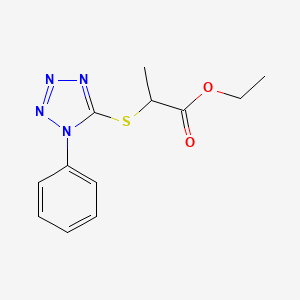 molecular formula C12H14N4O2S B5141100 ethyl 2-[(1-phenyl-1H-tetrazol-5-yl)thio]propanoate 