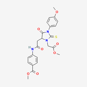 molecular formula C23H23N3O7S B5141137 methyl 4-({[3-(2-methoxy-2-oxoethyl)-1-(4-methoxyphenyl)-5-oxo-2-thioxo-4-imidazolidinyl]acetyl}amino)benzoate 