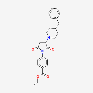 molecular formula C25H28N2O4 B5141183 ethyl 4-[3-(4-benzyl-1-piperidinyl)-2,5-dioxo-1-pyrrolidinyl]benzoate 