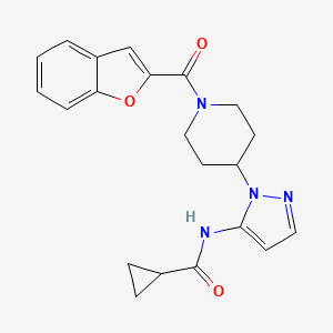 molecular formula C21H22N4O3 B5141211 N-{1-[1-(1-benzofuran-2-ylcarbonyl)-4-piperidinyl]-1H-pyrazol-5-yl}cyclopropanecarboxamide 