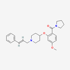 molecular formula C26H32N2O3 B5141217 4-[5-methoxy-2-(1-pyrrolidinylcarbonyl)phenoxy]-1-[(2E)-3-phenyl-2-propen-1-yl]piperidine 