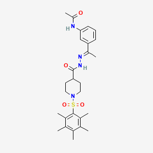molecular formula C27H36N4O4S B5141227 N-{3-[N-({1-[(pentamethylphenyl)sulfonyl]-4-piperidinyl}carbonyl)ethanehydrazonoyl]phenyl}acetamide 