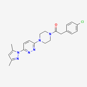 molecular formula C21H23ClN6O B5141259 3-{4-[(4-chlorophenyl)acetyl]-1-piperazinyl}-6-(3,5-dimethyl-1H-pyrazol-1-yl)pyridazine 