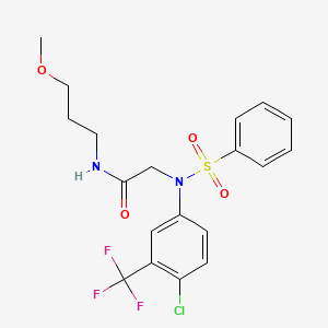 molecular formula C19H20ClF3N2O4S B5141266 N~2~-[4-chloro-3-(trifluoromethyl)phenyl]-N~1~-(3-methoxypropyl)-N~2~-(phenylsulfonyl)glycinamide 
