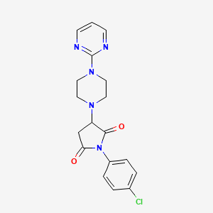 molecular formula C18H18ClN5O2 B5141305 1-(4-chlorophenyl)-3-[4-(2-pyrimidinyl)-1-piperazinyl]-2,5-pyrrolidinedione 