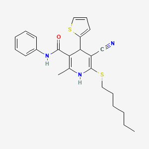 5-cyano-6-(hexylthio)-2-methyl-N-phenyl-4-(2-thienyl)-1,4-dihydro-3-pyridinecarboxamide