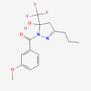 molecular formula C15H17F3N2O3 B5141454 1-(3-methoxybenzoyl)-3-propyl-5-(trifluoromethyl)-4,5-dihydro-1H-pyrazol-5-ol 