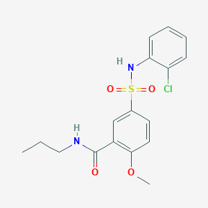 molecular formula C17H19ClN2O4S B5141537 5-{[(2-chlorophenyl)amino]sulfonyl}-2-methoxy-N-propylbenzamide 